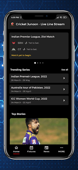 Cricket Junoon Home Screen